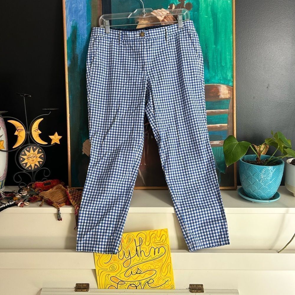 Talbots Petite Blue White Checkered Ankle Pants Size 6P Petite